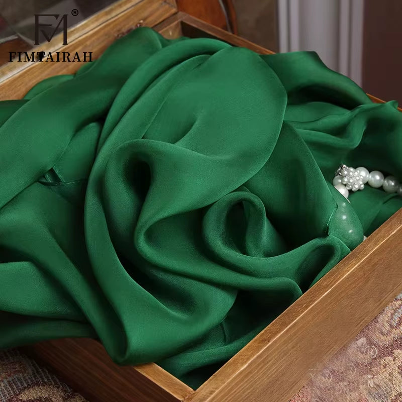 100 Real Silk Scarf Women Silk Chiffon Scarf Dark Green Foulard Femme Lady Silk Shawls Wraps for Ladies Solid